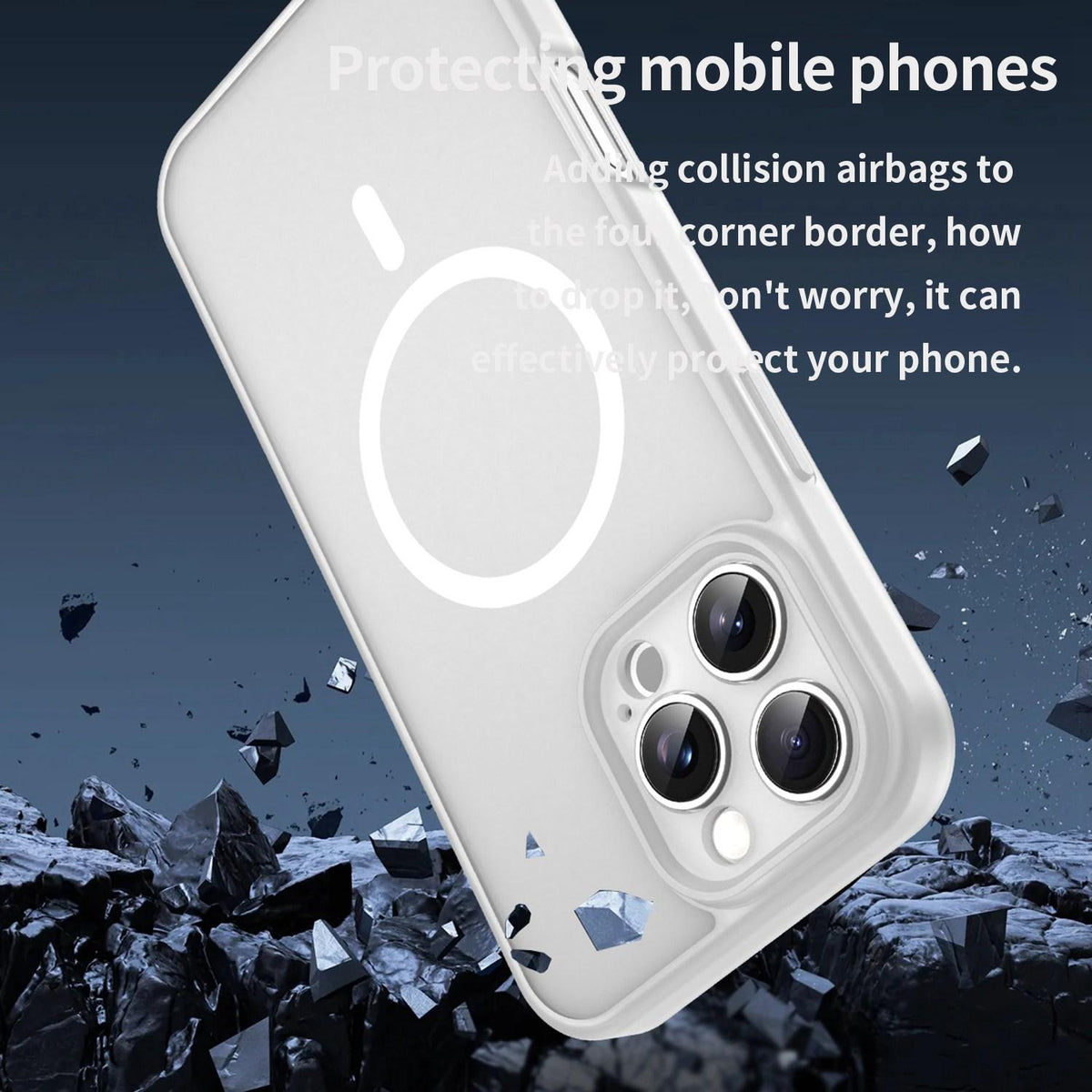 For iPhone 16 Pro Max Fanying Series Precision Camera Hole PC Hybrid TPU Translucent Frosted Magnetic Phone Case - Matte White - EDA009893315J