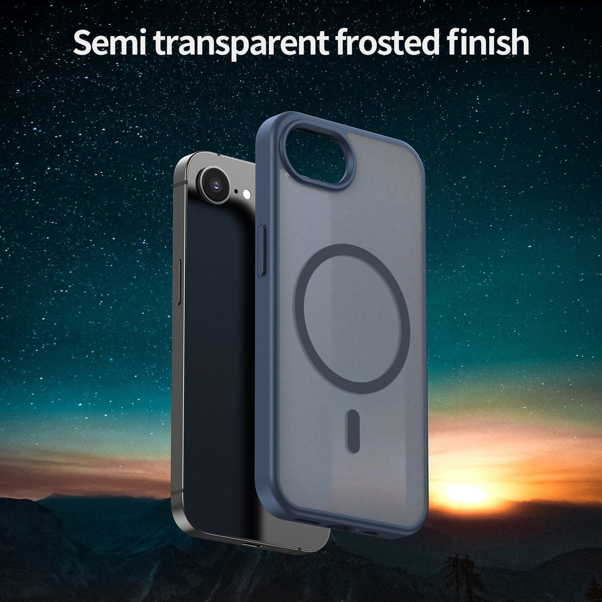 For iPhone 16e / 17e Fanying Series Precision Camera Hole PC Hybrid TPU Translucent Frosted Magnetic Phone Case - Cyan Blue - EDA009893316C