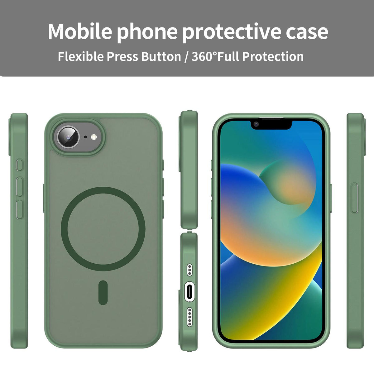 For iPhone 16e / 17e Fanying Series Precision Camera Hole PC Hybrid TPU Translucent Frosted Magnetic Phone Case - Olive Green - EDA009893316D