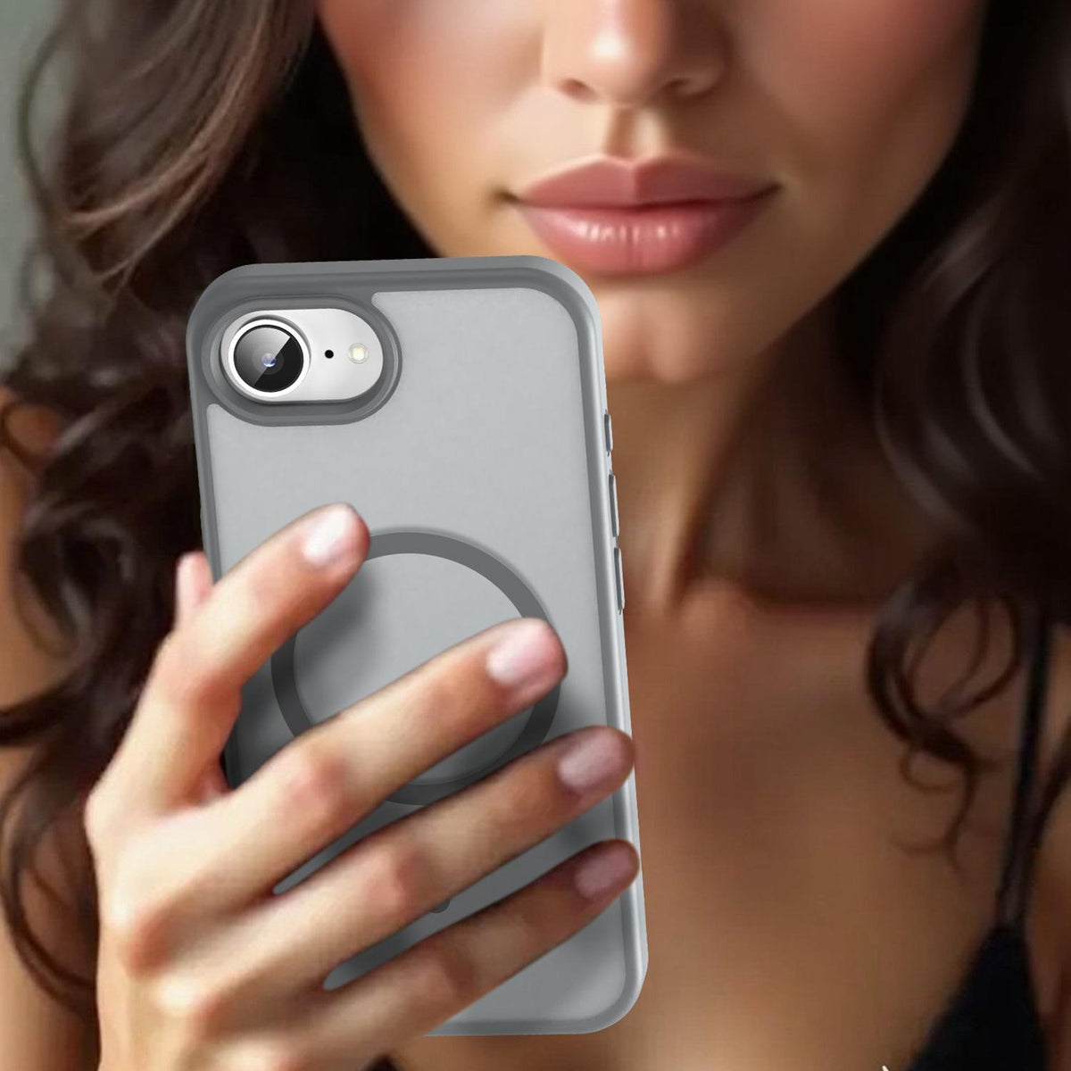 For iPhone 16e / 17e Fanying Series Precision Camera Hole PC Hybrid TPU Translucent Frosted Magnetic Phone Case - Silver Grey - EDA009893316F