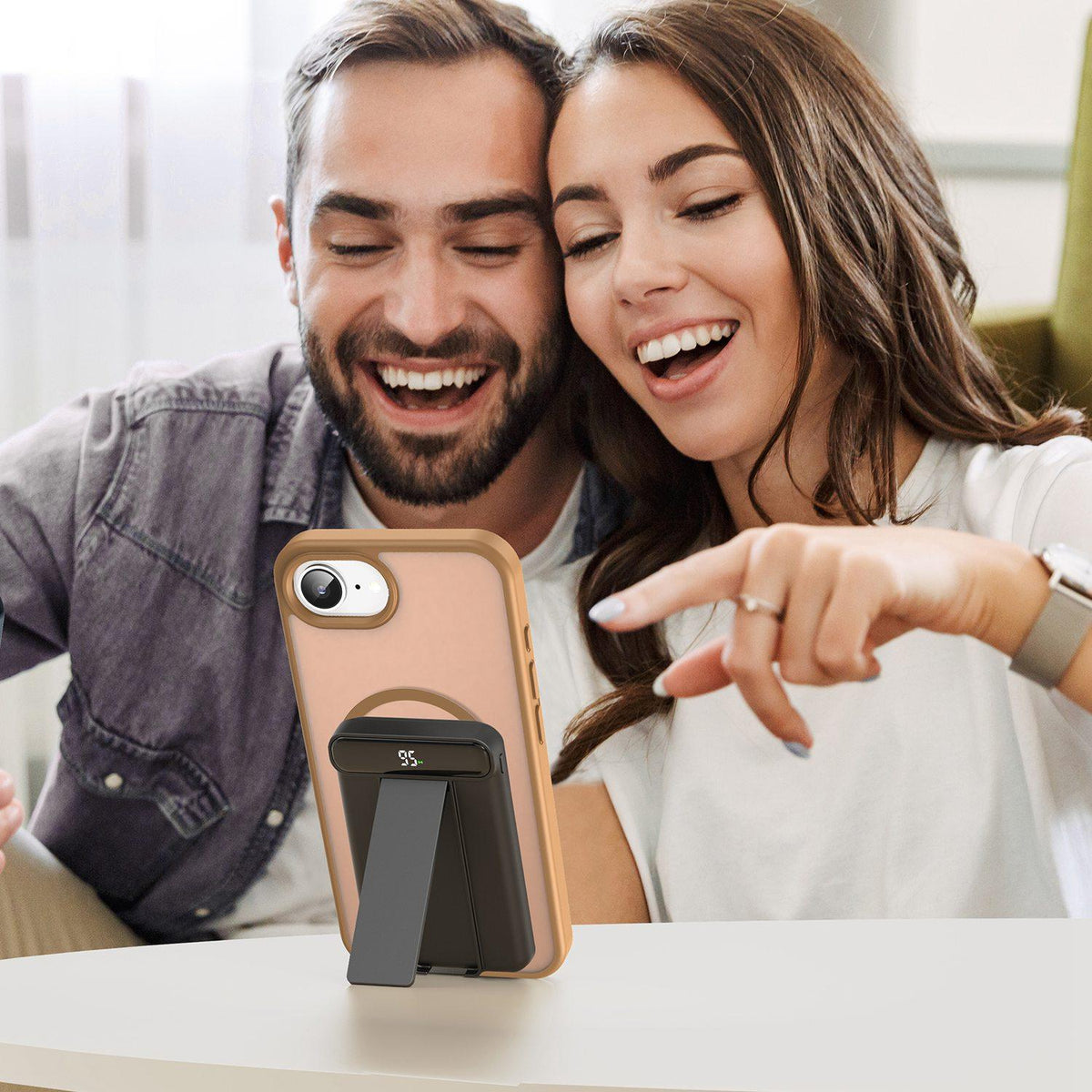 For iPhone 16e / 17e Fanying Series Precision Camera Hole PC Hybrid TPU Translucent Frosted Magnetic Phone Case - Desert Gold - EDA009893316G