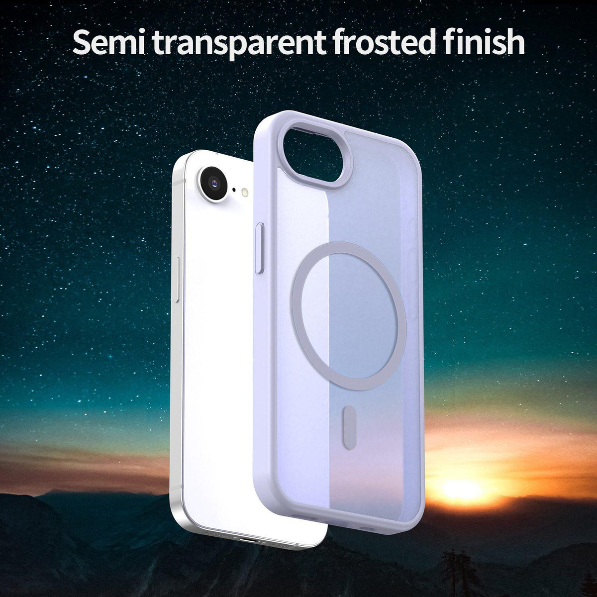 For iPhone 16e / 17e Fanying Series Precision Camera Hole PC Hybrid TPU Translucent Frosted Magnetic Phone Case - Lavender - EDA009893316H