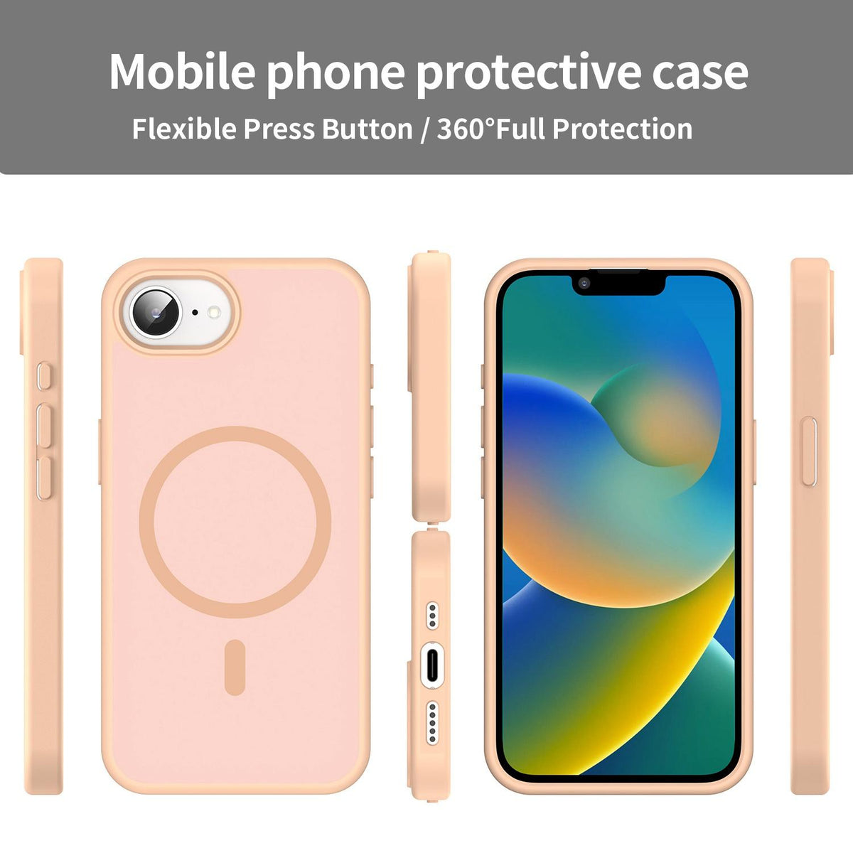For iPhone 16e / 17e Fanying Series Precision Camera Hole PC Hybrid TPU Translucent Frosted Magnetic Phone Case - Rouge Powder - EDA009893316I