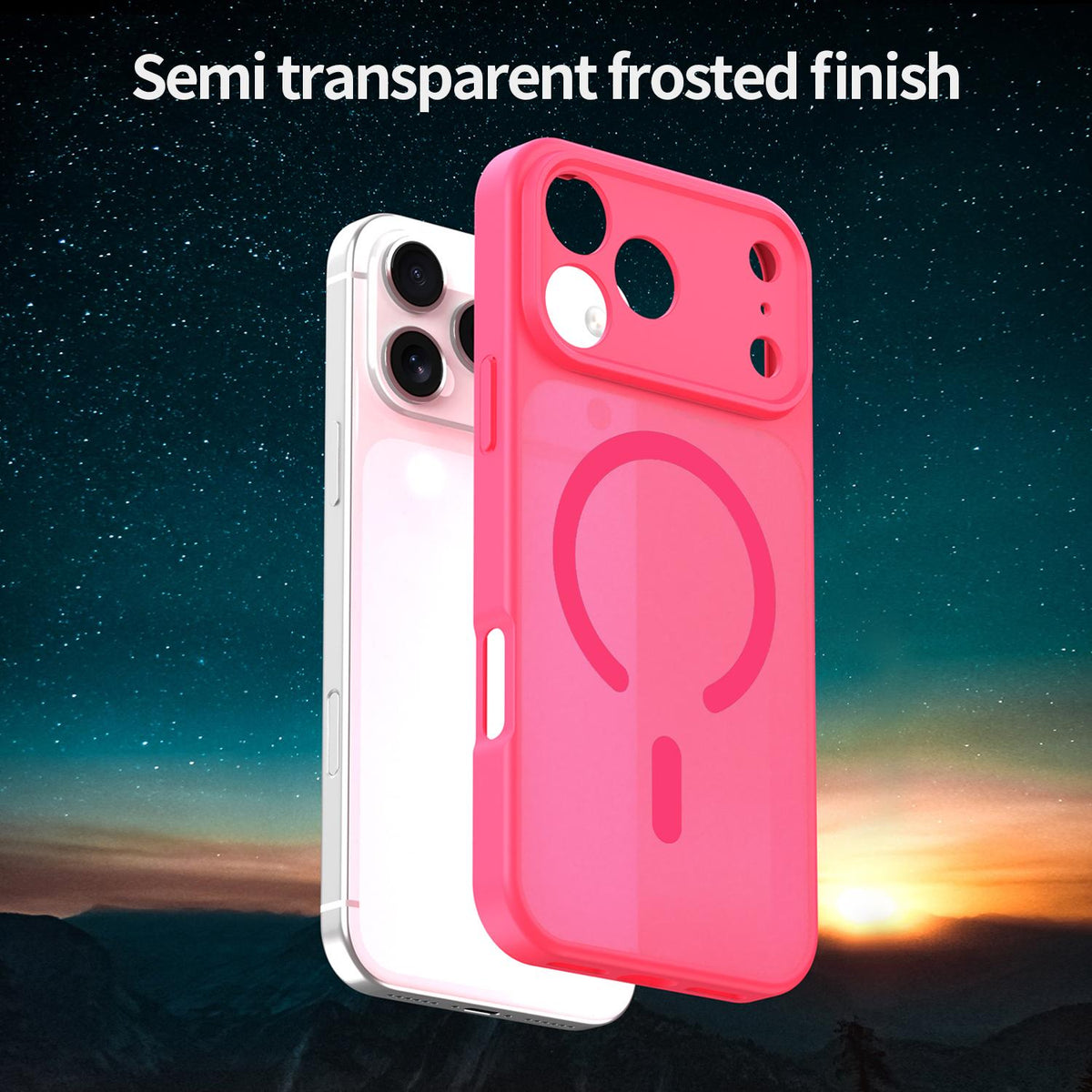 For iPhone 18 Pro Max Fanying Series Precision Camera Hole PC Hybrid TPU Translucent Frosted Magnetic Phone Case - Rose Red - EDA009893321E