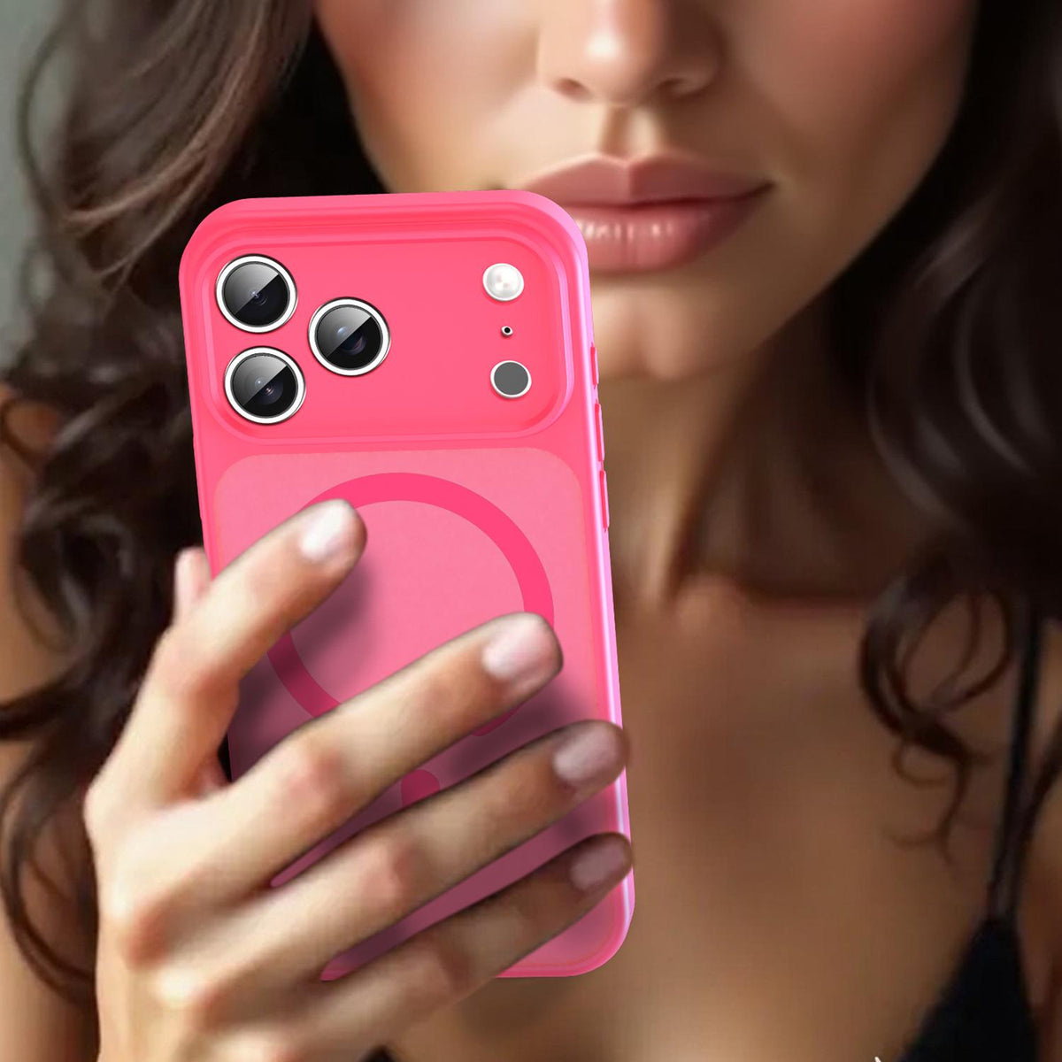 For iPhone 18 Pro Max Fanying Series Precision Camera Hole PC Hybrid TPU Translucent Frosted Magnetic Phone Case - Rose Red - EDA009893321E