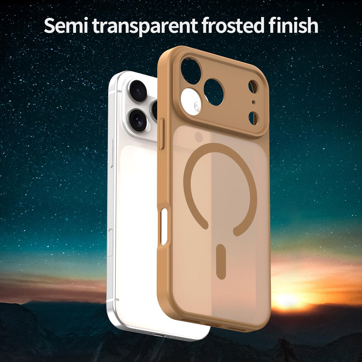 For iPhone 18 Pro Max Fanying Series Precision Camera Hole PC Hybrid TPU Translucent Frosted Magnetic Phone Case - Desert Gold - EDA009893321G