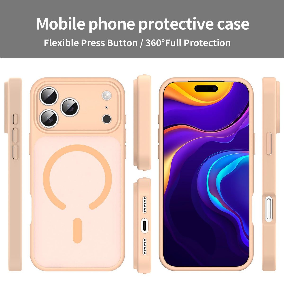 For iPhone 18 Pro Max Fanying Series Precision Camera Hole PC Hybrid TPU Translucent Frosted Magnetic Phone Case - Rouge Powder - EDA009893321I