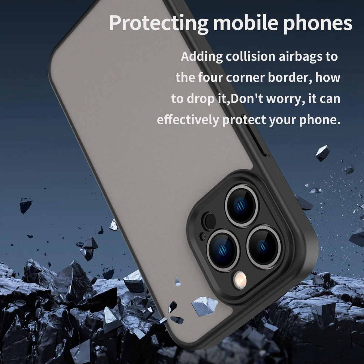 For iPhone 13 Pro Fanying Series Precision Camera Hole PC Hybrid TPU Translucent Frosted Phone Case - Translucent Black - EDA009893410A
