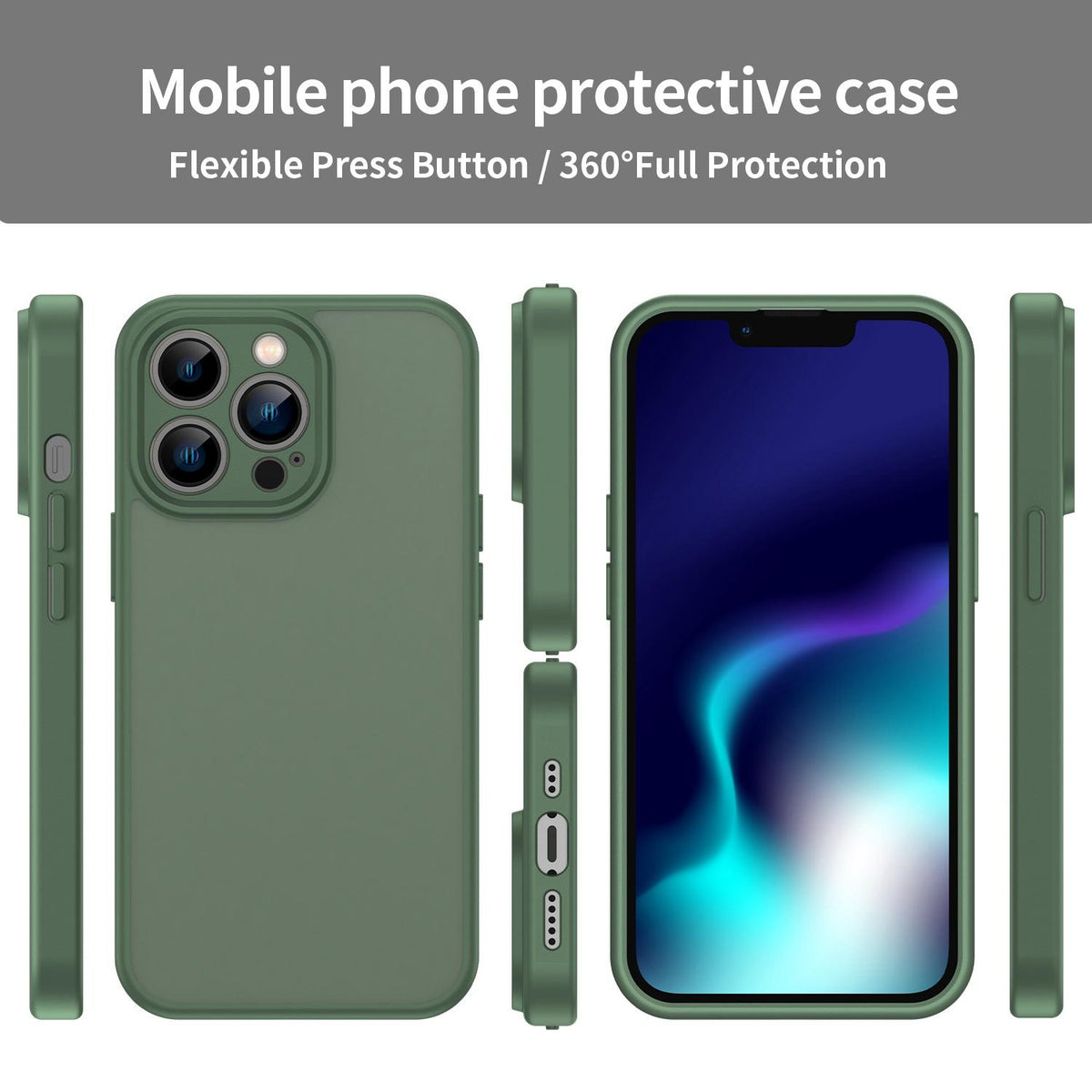 For iPhone 13 Pro Fanying Series Precision Camera Hole PC Hybrid TPU Translucent Frosted Phone Case - Olive Green - EDA009893410D