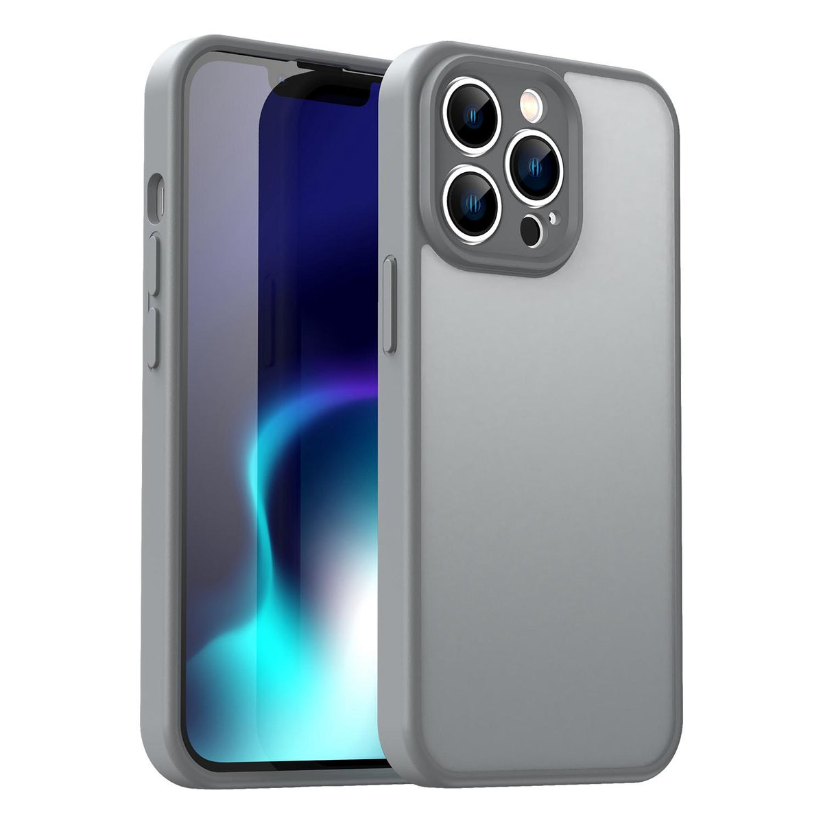For iPhone 13 Pro Fanying Series Precision Camera Hole PC Hybrid TPU Translucent Frosted Phone Case - Silver Grey - EDA009893410F
