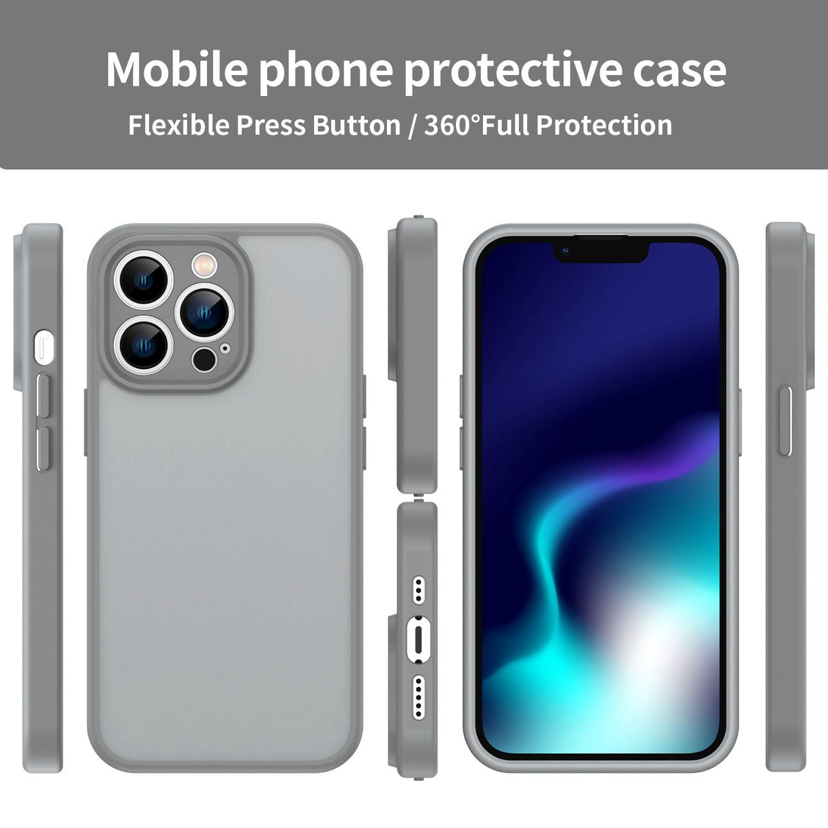 For iPhone 13 Pro Fanying Series Precision Camera Hole PC Hybrid TPU Translucent Frosted Phone Case - Silver Grey - EDA009893410F
