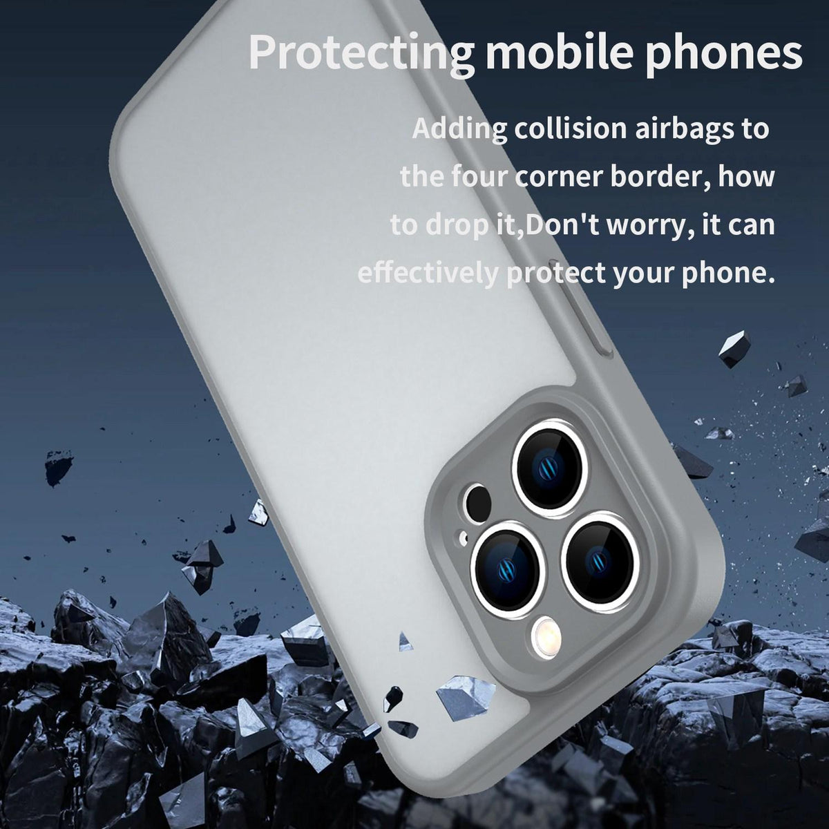 For iPhone 13 Pro Fanying Series Precision Camera Hole PC Hybrid TPU Translucent Frosted Phone Case - Silver Grey - EDA009893410F