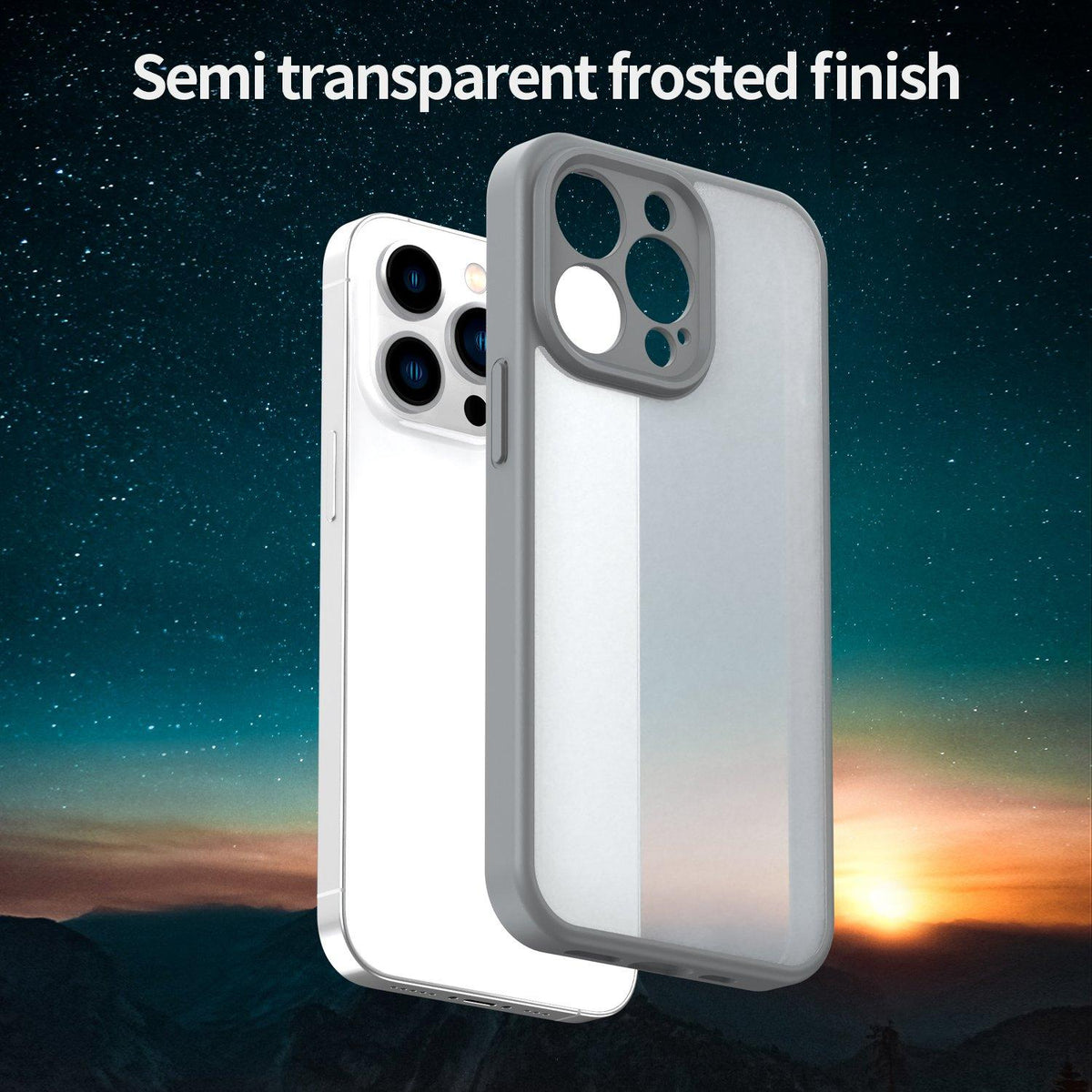 For iPhone 13 Pro Fanying Series Precision Camera Hole PC Hybrid TPU Translucent Frosted Phone Case - Silver Grey - EDA009893410F