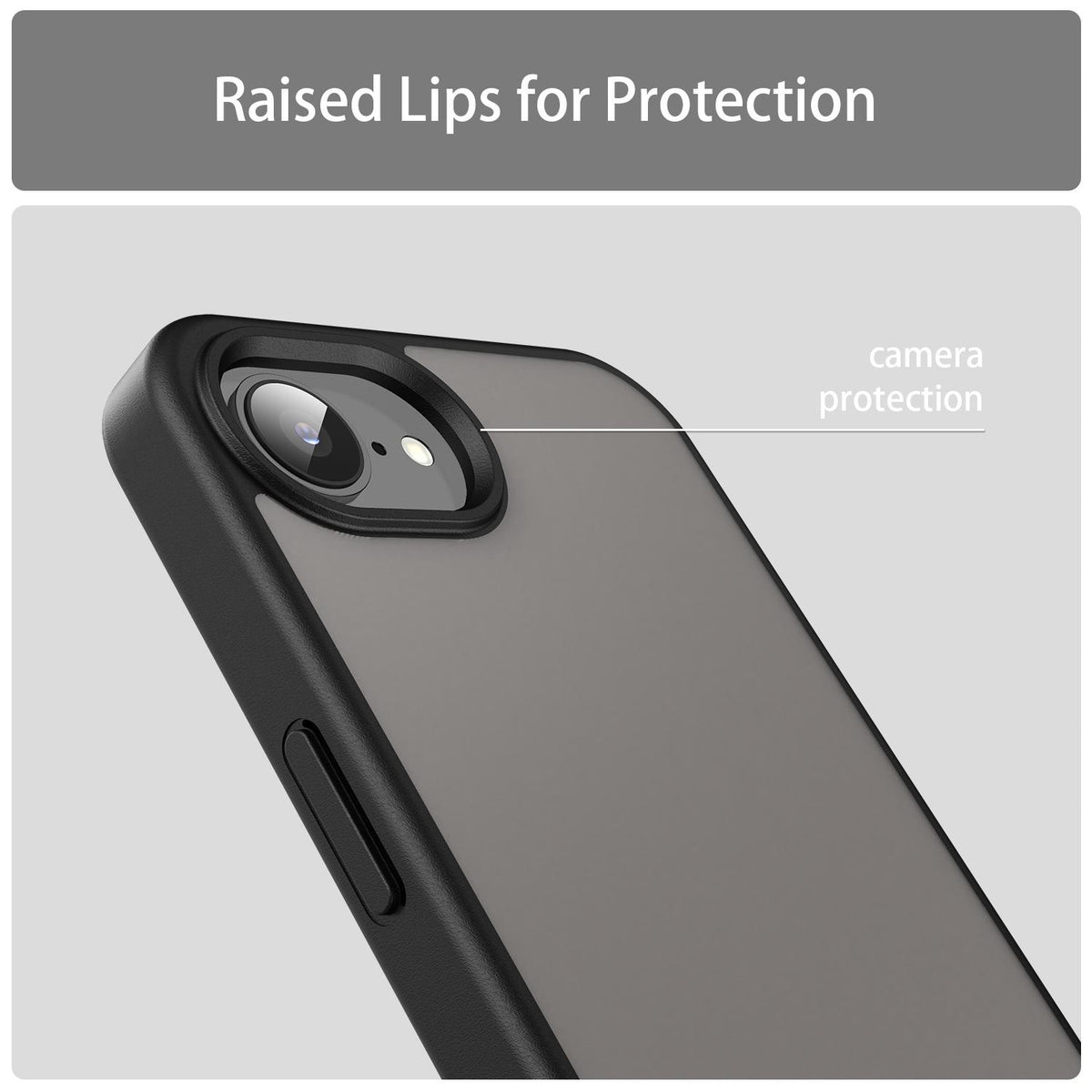 For iPhone 16e / 17e Fanying Series Precision Camera Hole PC Hybrid TPU Translucent Frosted Phone Case - Translucent Black - EDA009893416A