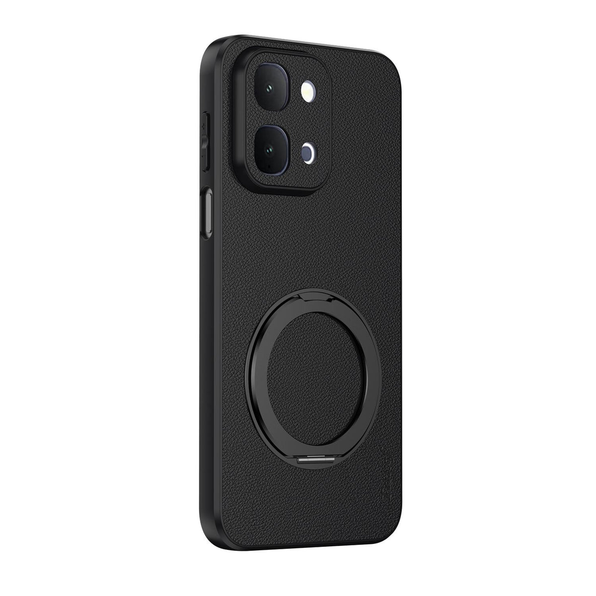For vivo Y500s 5G Goatskin Vegan Leather Magnetic Phone Case With 360 Degree Rotating Holder - Black - EDA009904308B