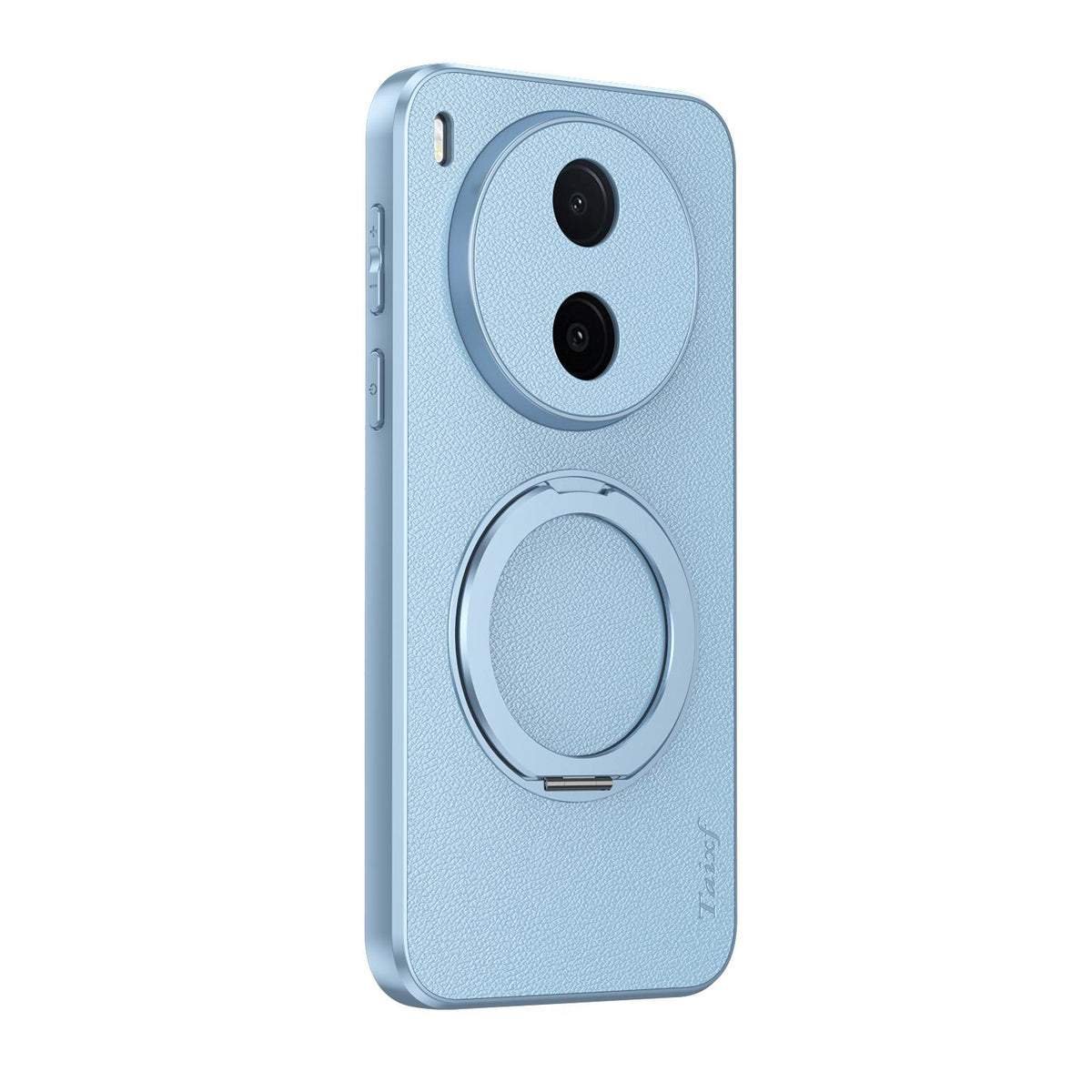 For vivo Y600 Pro 5G Goatskin Vegan Leather Magnetic Phone Case With 360 Degree Rotating Holder - Blue - EDA009904309C