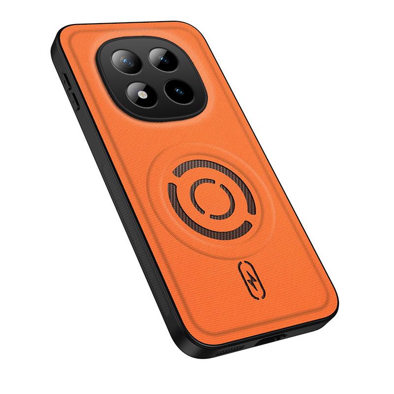 For Redmi Note 15 Pro+ 5G Global 163.3mm WANLONFENG Tech Fabric Texture Magnetic PC Hybrid TPU Phone Case - Orange - EDA009909203A