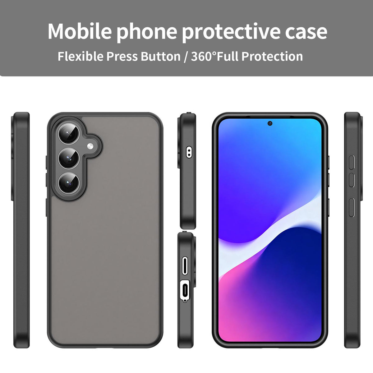 For Galaxy S24+ 5G Fanying Series PC Hybrid TPU Translucent Frosted Phone Case - Translucent Black - EDA009917903A