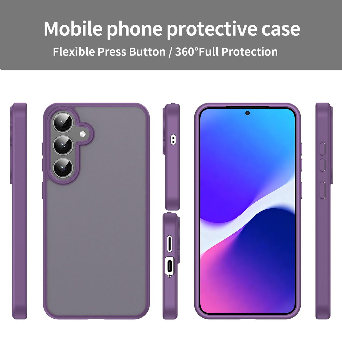 For Galaxy S24+ 5G Fanying Series PC Hybrid TPU Translucent Frosted Phone Case - Crystal Purple - EDA009917903B