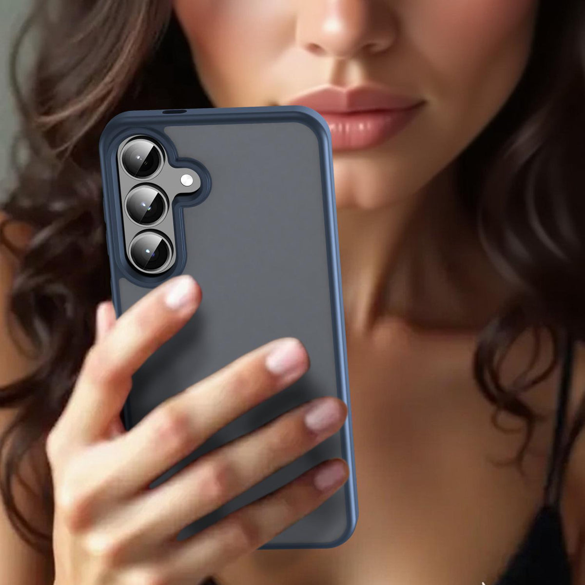 For Galaxy S24+ 5G Fanying Series PC Hybrid TPU Translucent Frosted Phone Case - Cyan Blue - EDA009917903C