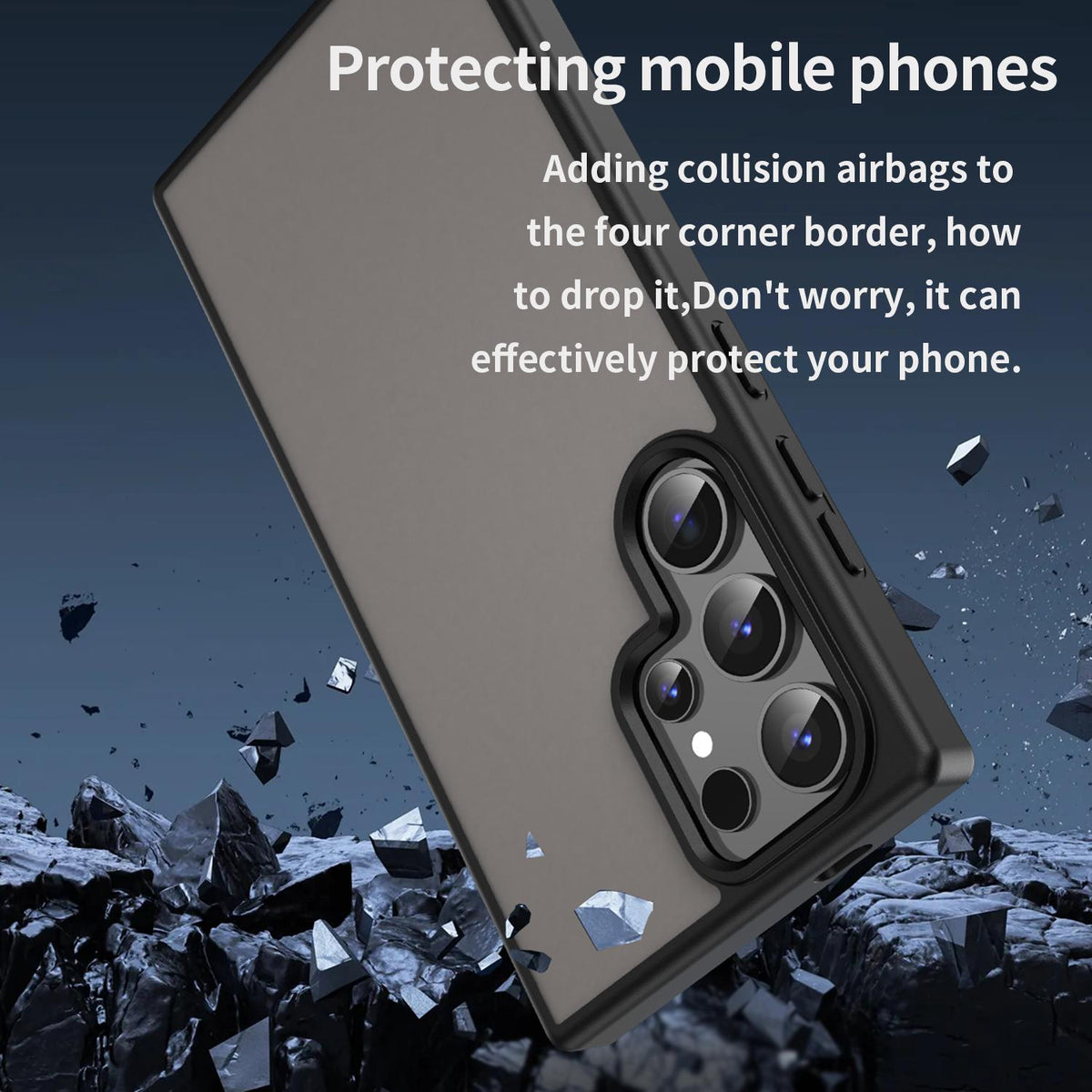 For Galaxy S24 Ultra 5G Fanying Series PC Hybrid TPU Translucent Frosted Phone Case - Translucent Black - EDA009917905A