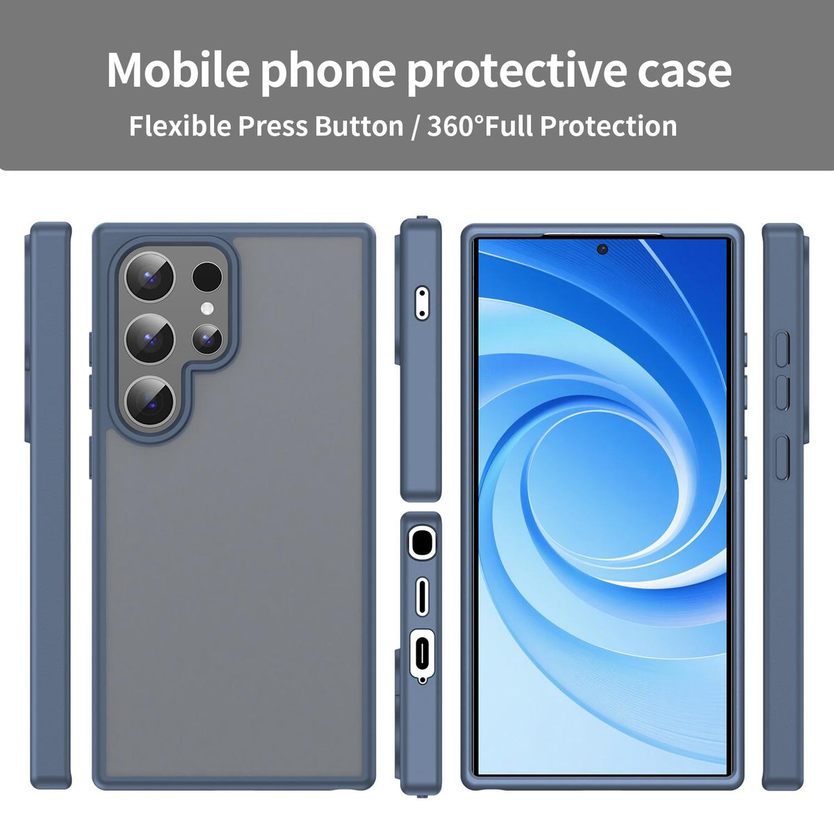 For Galaxy S24 Ultra 5G Fanying Series PC Hybrid TPU Translucent Frosted Phone Case - Cyan Blue - EDA009917905C