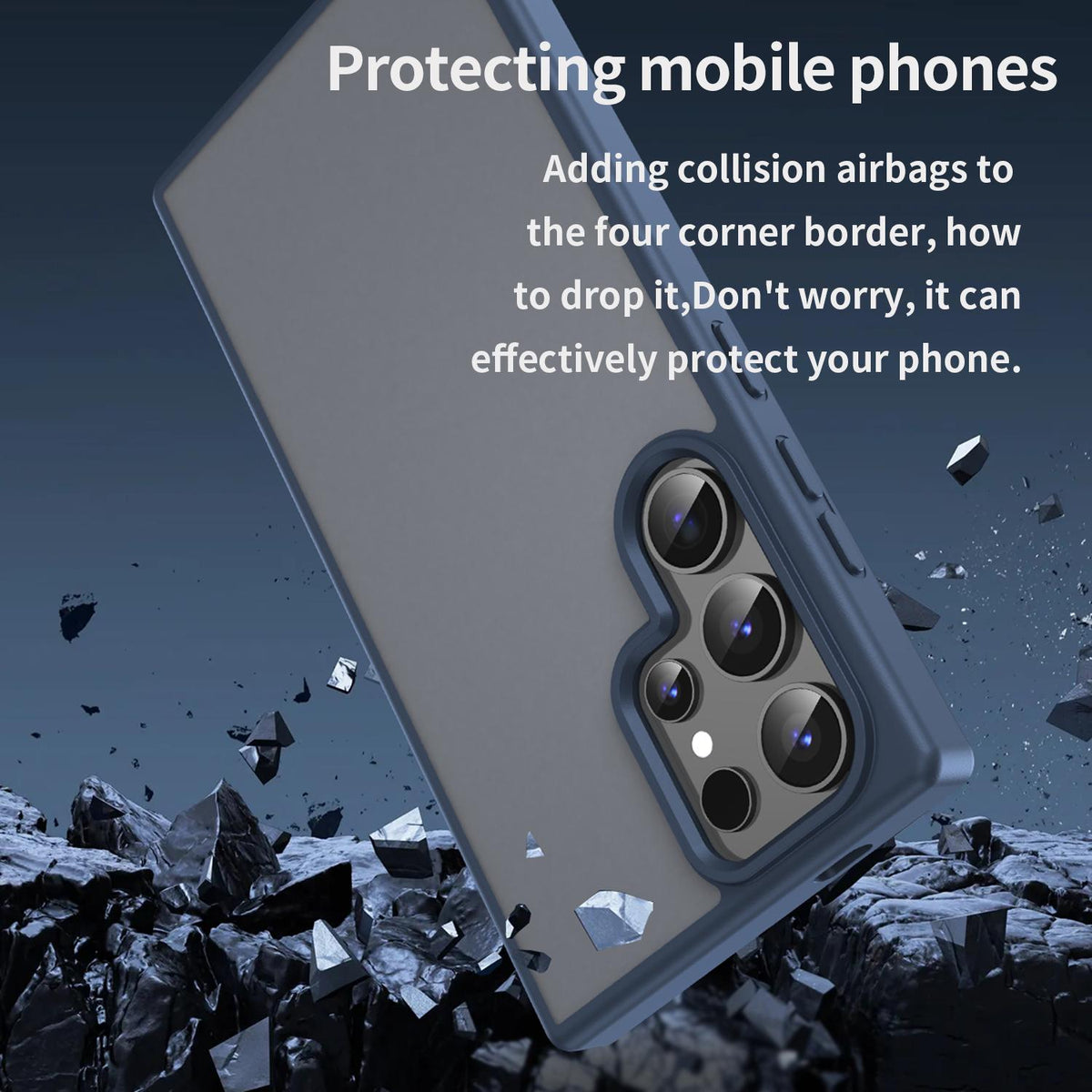 For Galaxy S24 Ultra 5G Fanying Series PC Hybrid TPU Translucent Frosted Phone Case - Cyan Blue - EDA009917905C
