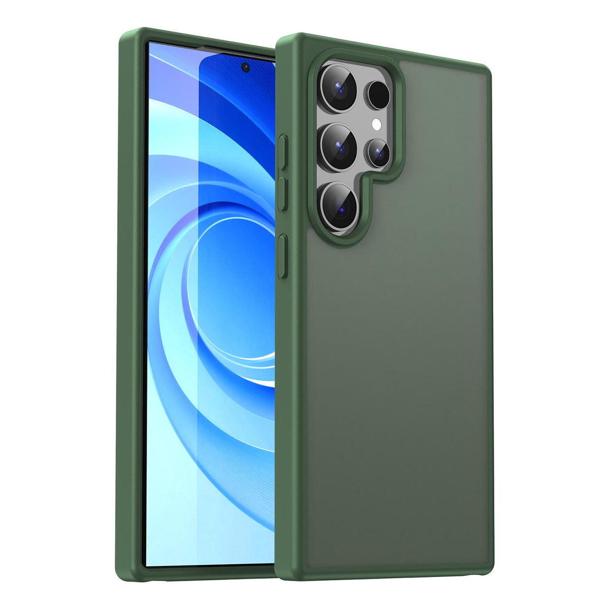 For Galaxy S24 Ultra 5G Fanying Series PC Hybrid TPU Translucent Frosted Phone Case - Olive Green - EDA009917905D