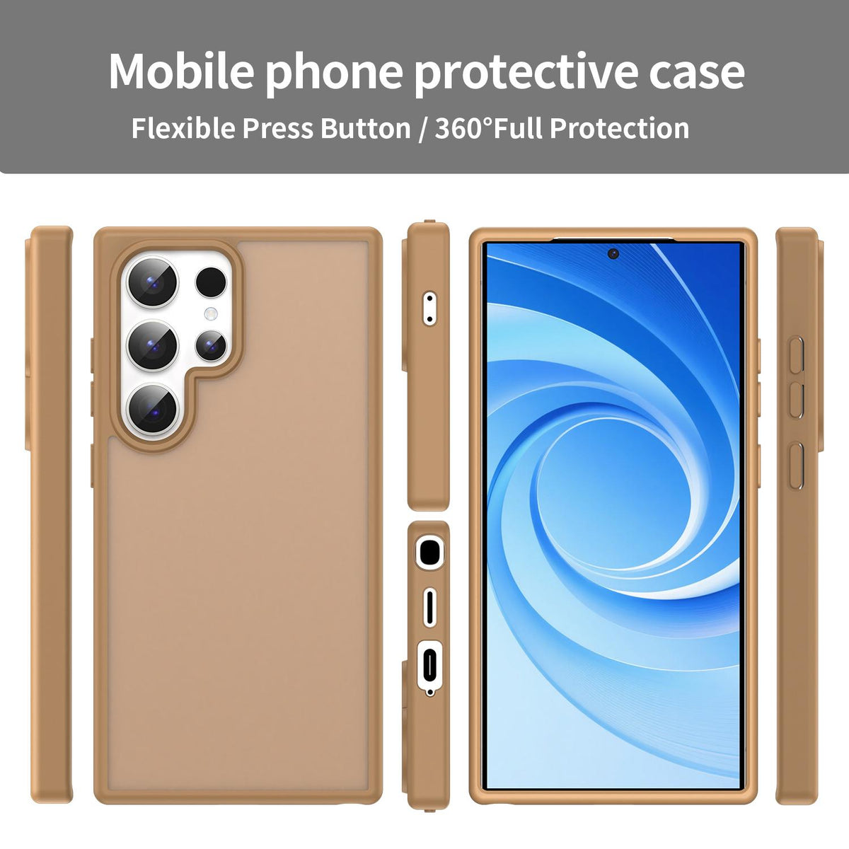 For Galaxy S24 Ultra 5G Fanying Series PC Hybrid TPU Translucent Frosted Phone Case - Desert Gold - EDA009917905G