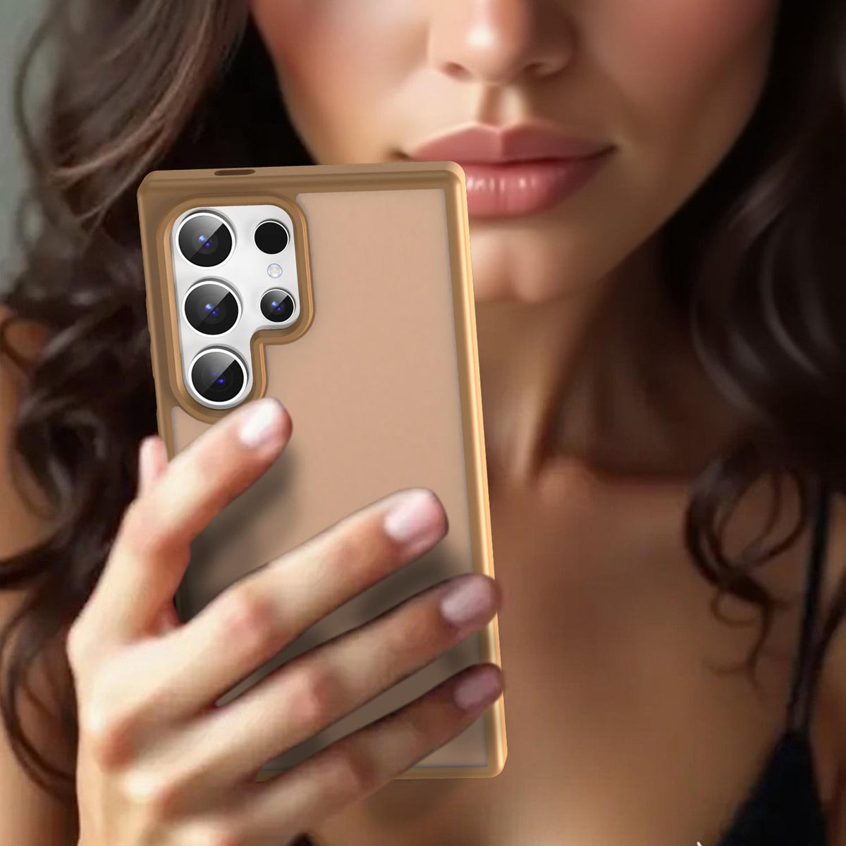 For Galaxy S24 Ultra 5G Fanying Series PC Hybrid TPU Translucent Frosted Phone Case - Desert Gold - EDA009917905G