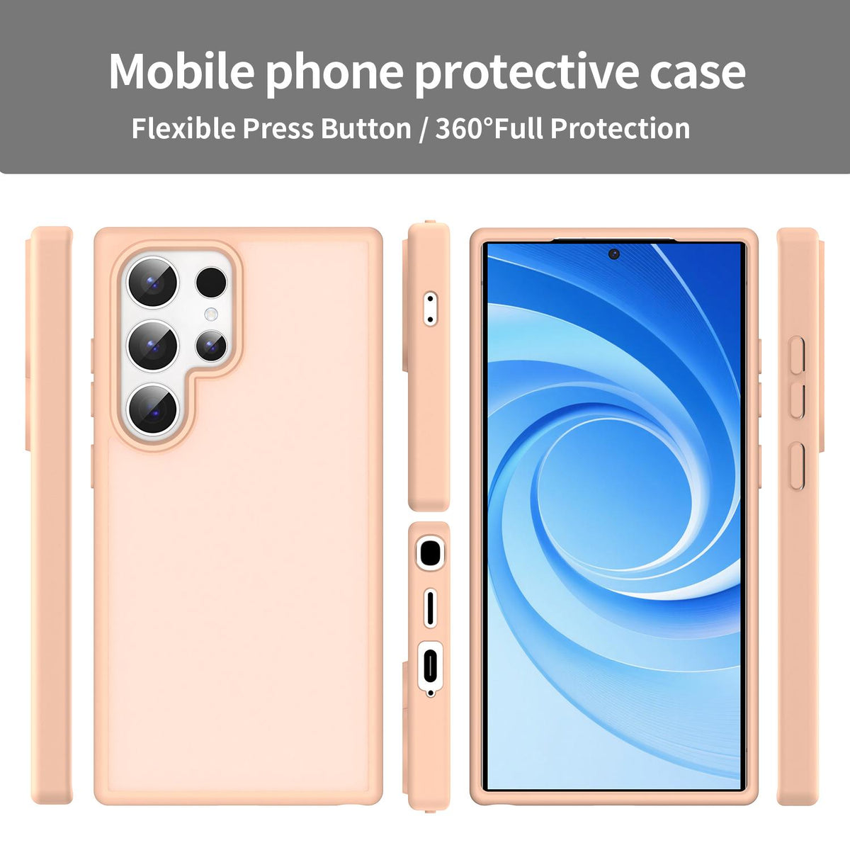 For Galaxy S24 Ultra 5G Fanying Series PC Hybrid TPU Translucent Frosted Phone Case - Rouge Powder - EDA009917905I