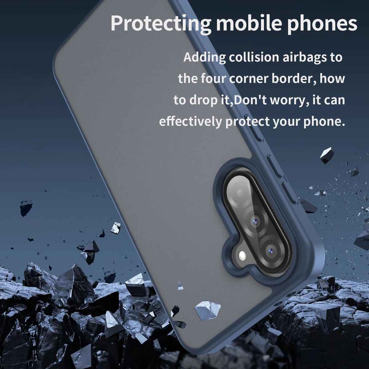 For Galaxy A36 5G Fanying Series PC Hybrid TPU Translucent Frosted Phone Case - Cyan Blue - EDA009918805C