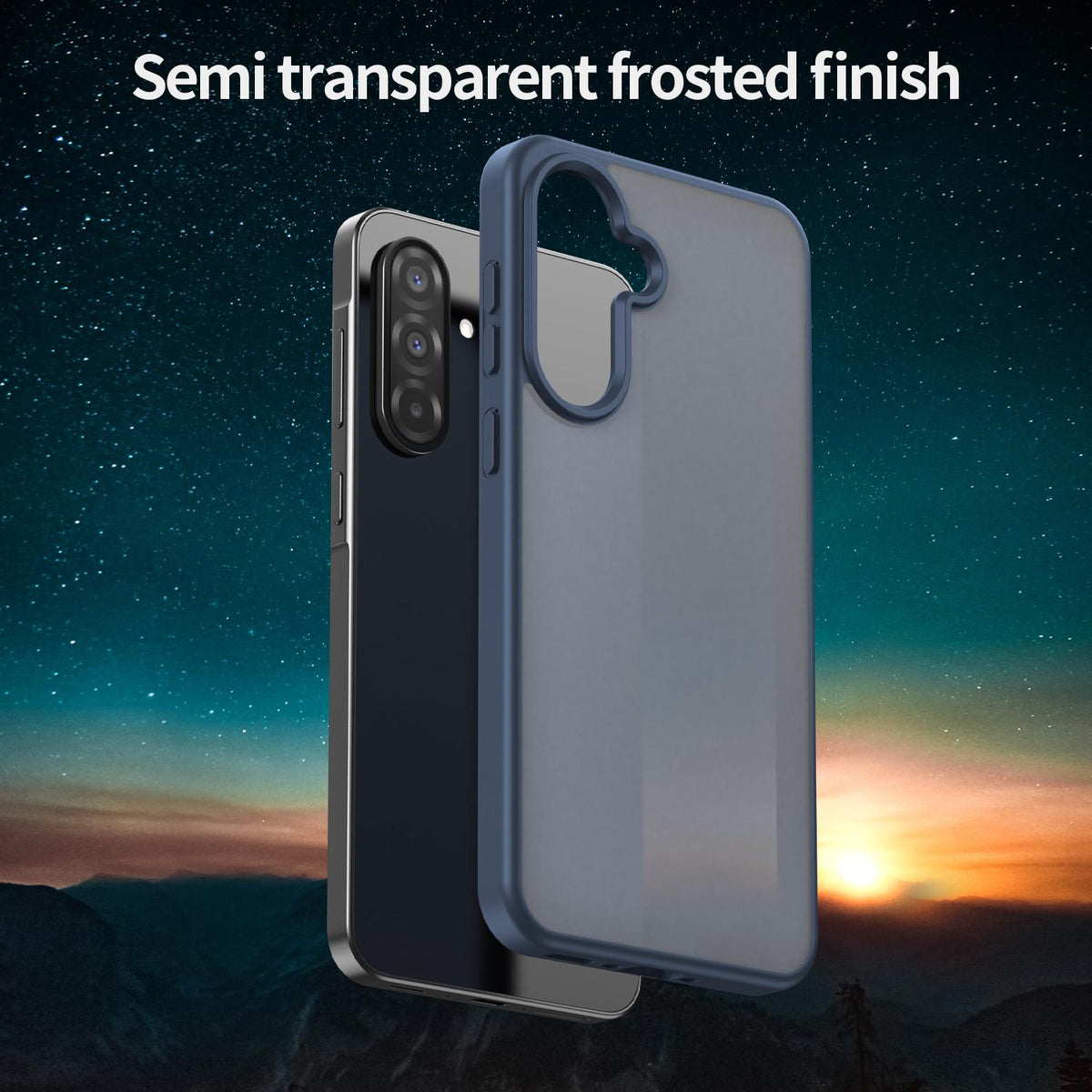 For Galaxy A36 5G Fanying Series PC Hybrid TPU Translucent Frosted Phone Case - Cyan Blue - EDA009918805C