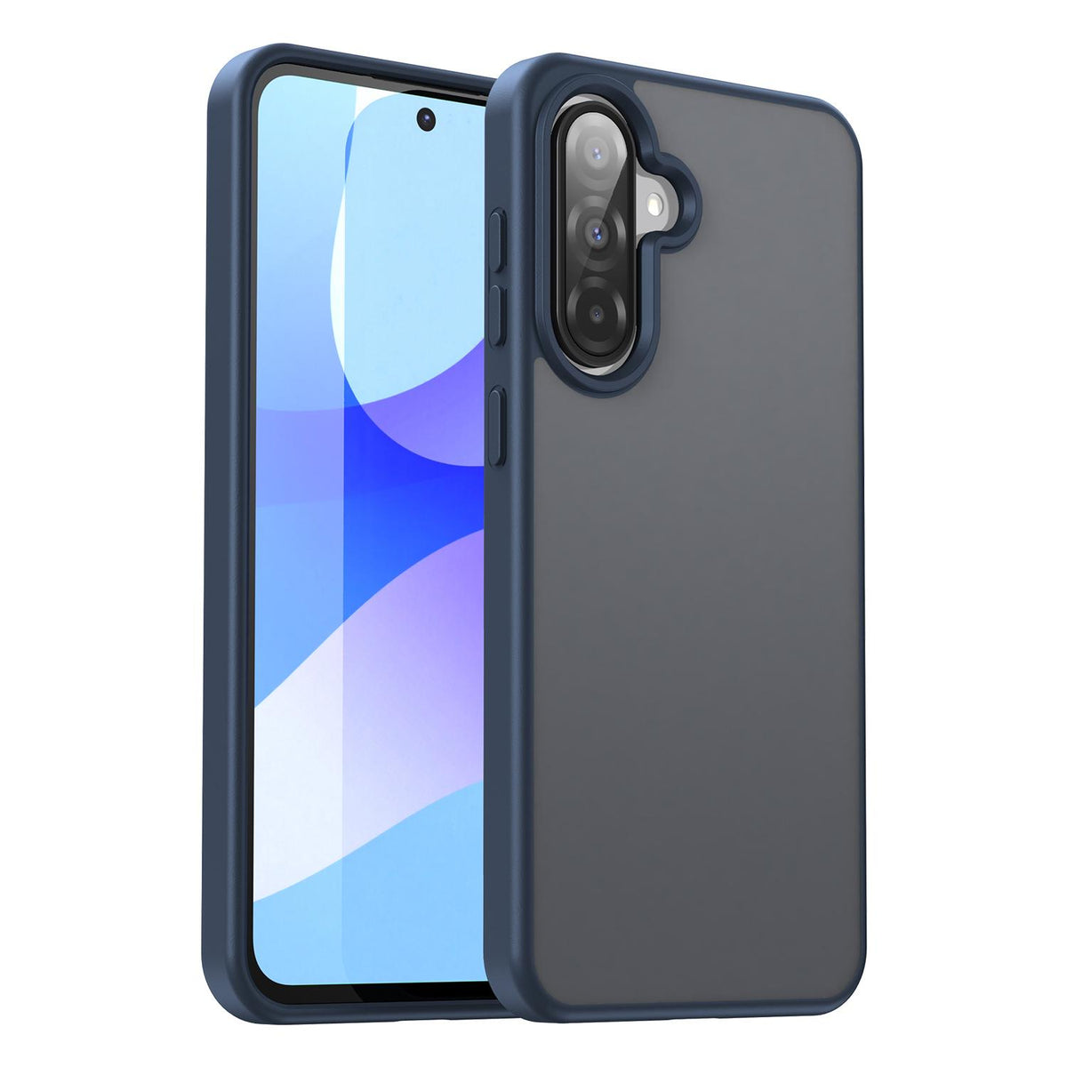 For Galaxy A56 5G Fanying Series PC Hybrid TPU Translucent Frosted Phone Case - Cyan Blue - EDA009918806C