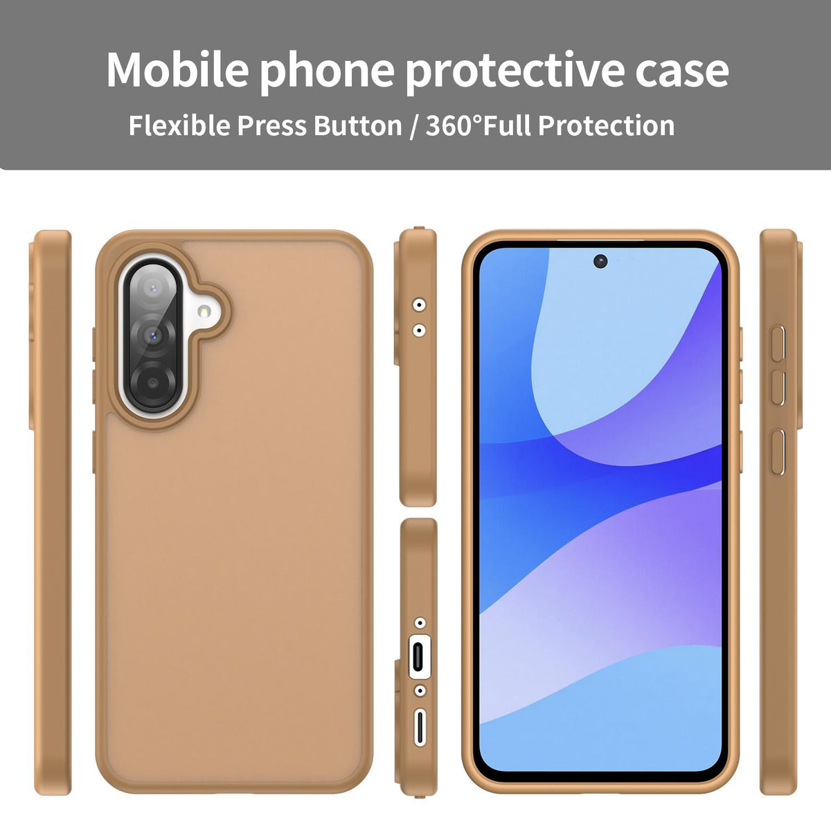 For Galaxy A56 5G Fanying Series PC Hybrid TPU Translucent Frosted Phone Case - Desert Gold - EDA009918806G