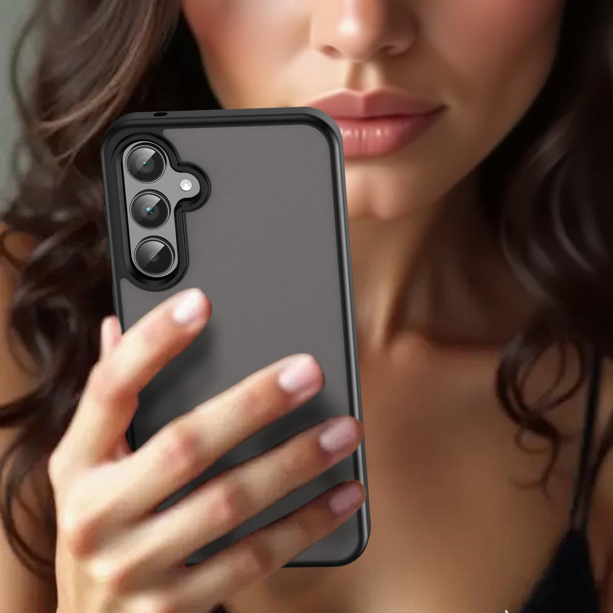 For Galaxy A35 5G Fanying Series PC Hybrid TPU Translucent Frosted Phone Case - Translucent Black - EDA009918807A
