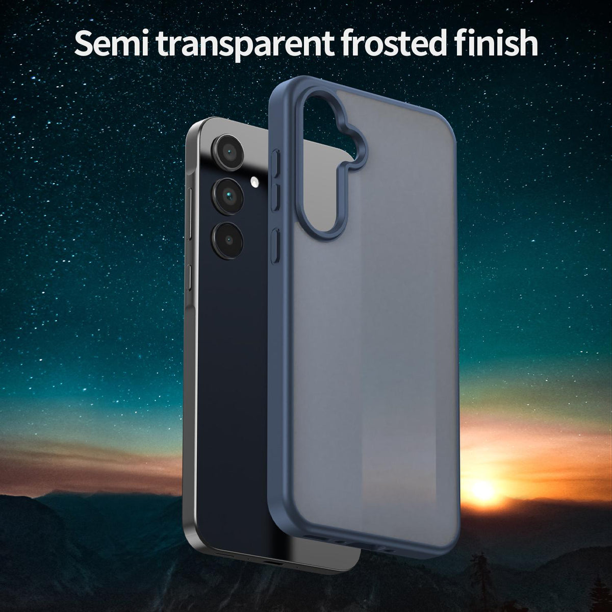 For Galaxy A35 5G Fanying Series PC Hybrid TPU Translucent Frosted Phone Case - Cyan Blue - EDA009918807C