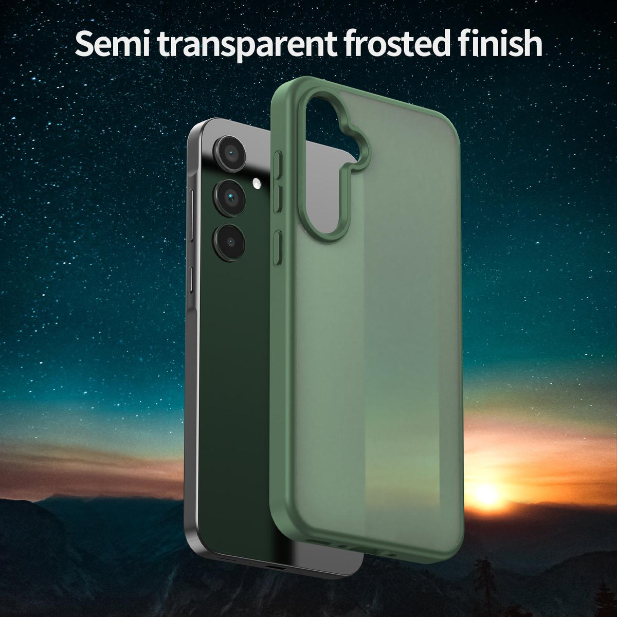For Galaxy A35 5G Fanying Series PC Hybrid TPU Translucent Frosted Phone Case - Olive Green - EDA009918807D