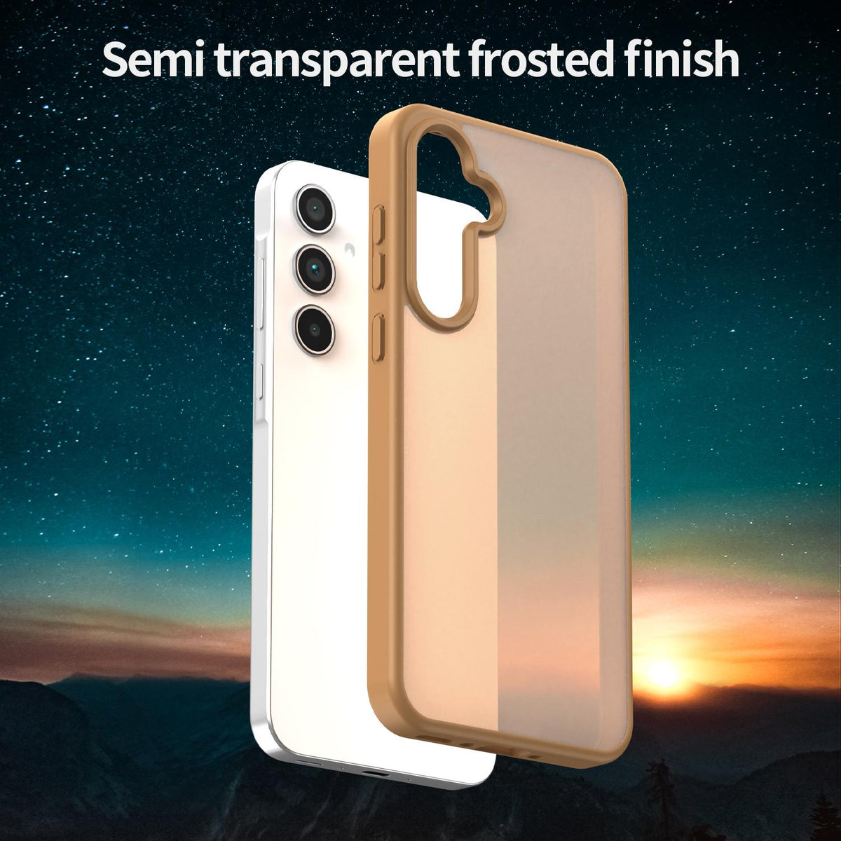 For Galaxy A35 5G Fanying Series PC Hybrid TPU Translucent Frosted Phone Case - Desert Gold - EDA009918807G