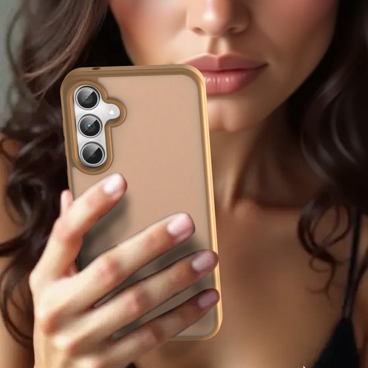 For Galaxy A35 5G Fanying Series PC Hybrid TPU Translucent Frosted Phone Case - Desert Gold - EDA009918807G