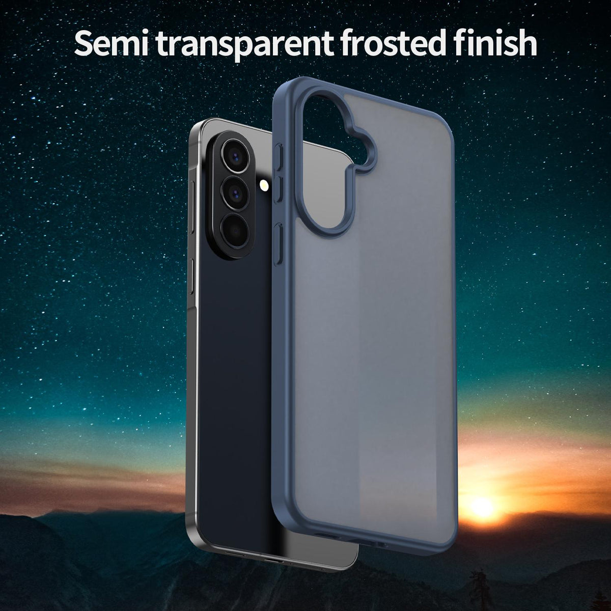 For Galaxy A57 5G Fanying Series PC Hybrid TPU Translucent Frosted Phone Case - Cyan Blue - EDA009918808C