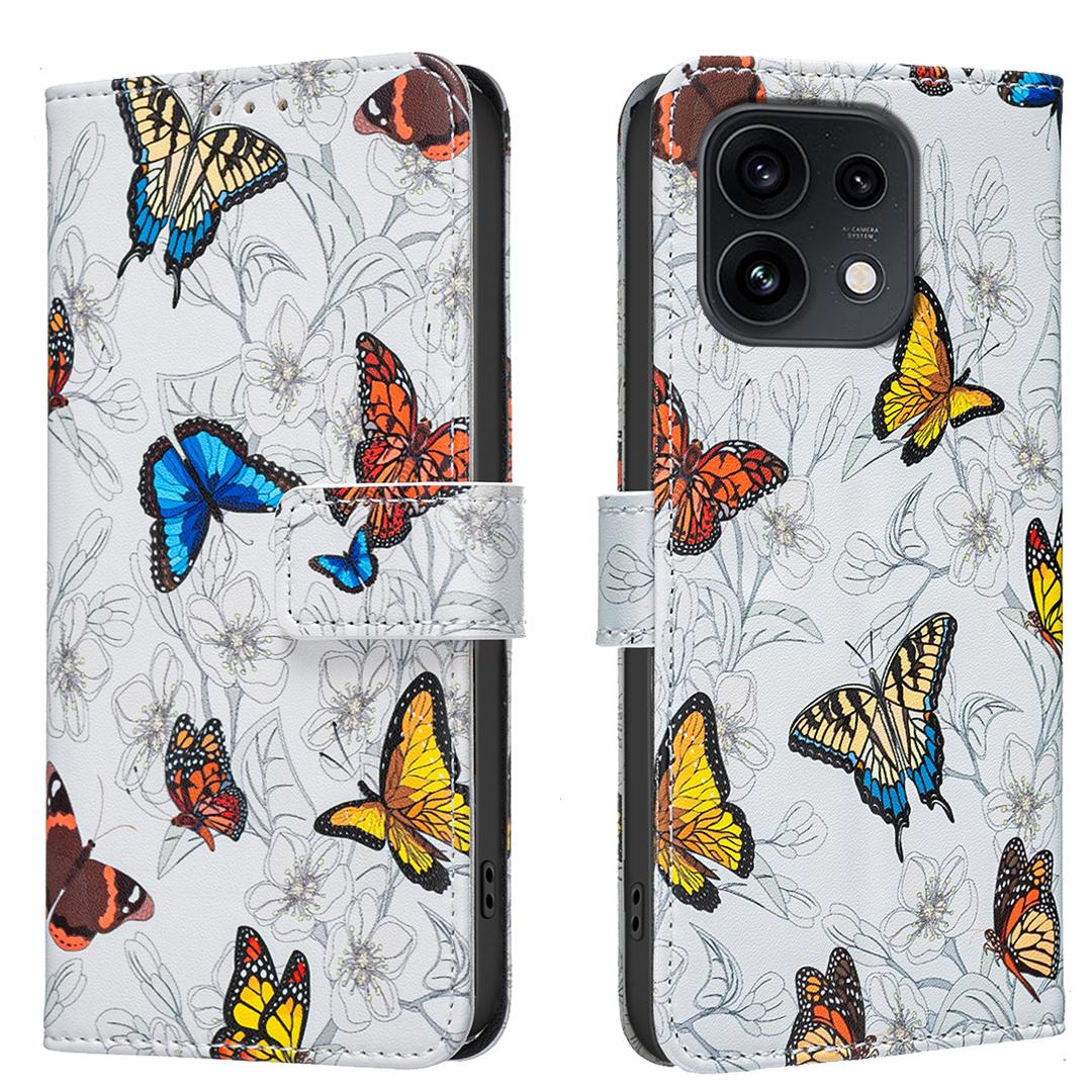 For OPPO Reno16/Reno16 Pro 5G Global BF42 Color Painting Leather Phone Case - Butterfly - EDA009926802G