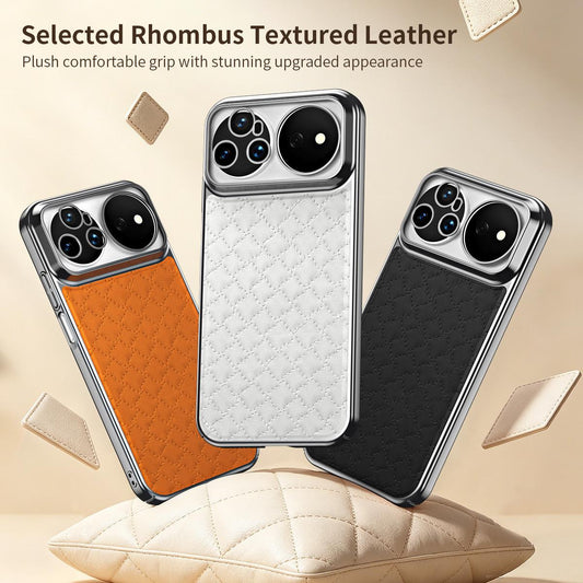 For Huawei nova 16 Pro 5G Rhombus Texture Magnetic Vegan Leather Phone Case - Black - EDA009951208B