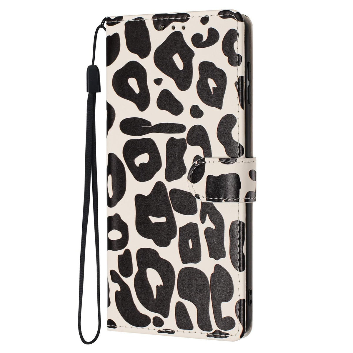 For Redmi K90 Pro Max / Poco F8 Ultra Leopard Print Wallet Vegan Leather Phone Case with Lanyard(Black)