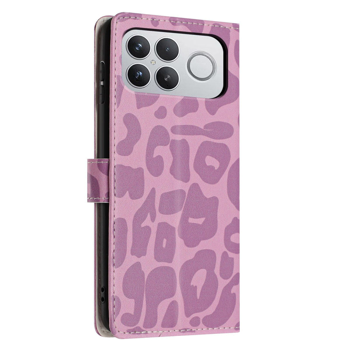 For Redmi K90 Pro Max / Poco F8 Ultra Leopard Print Wallet Vegan Leather Phone Case with Lanyard(Light Purple)