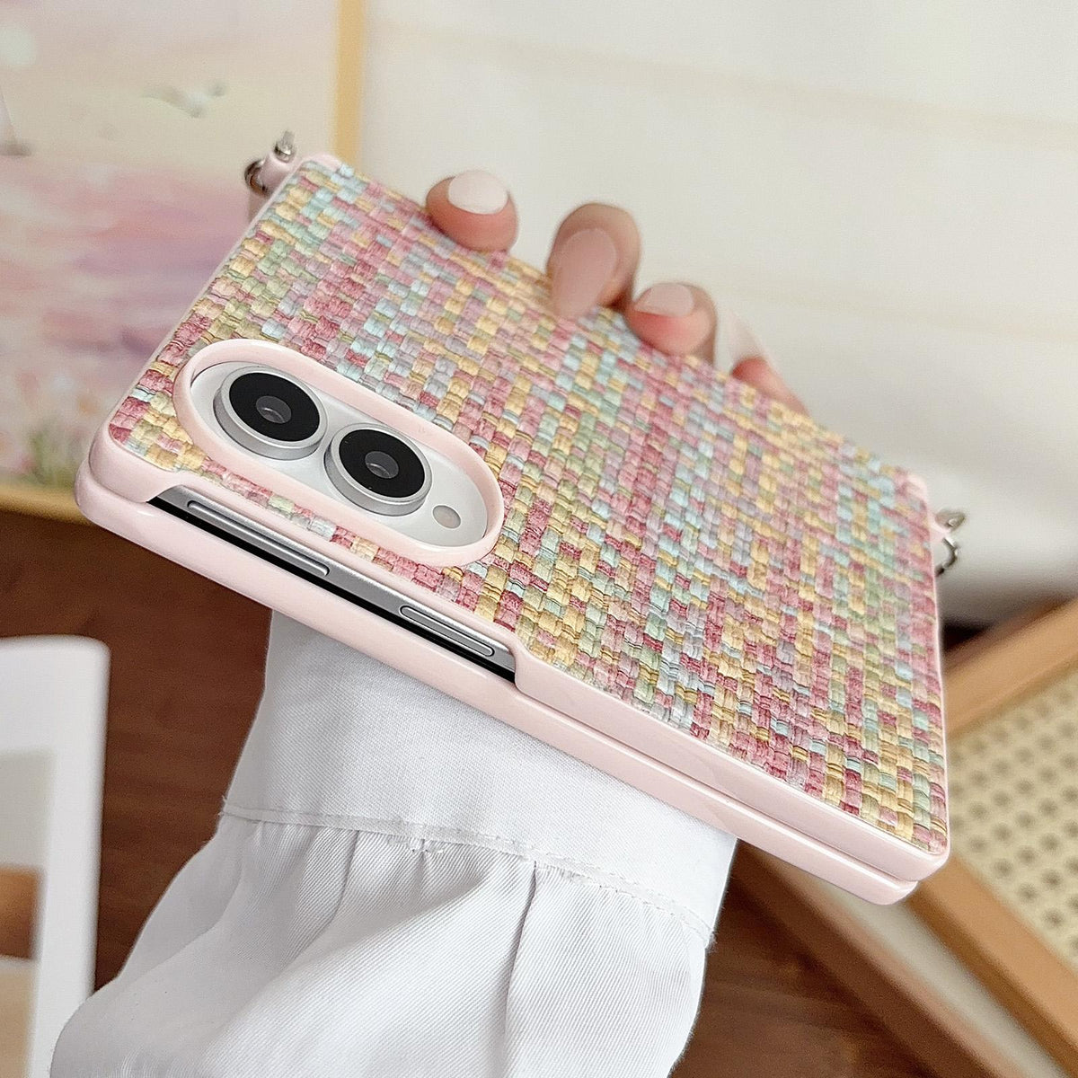 For Galaxy Z Fold8 5G Side Clamp Magnetic Central Axis Fantasy Weave Texture Phone Case - Colorful - EDA009964701A