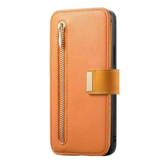 For Galaxy M56 5G Ring Zipper Wallet RFID Blocking MagSafe Leather Phone Case(Orange)