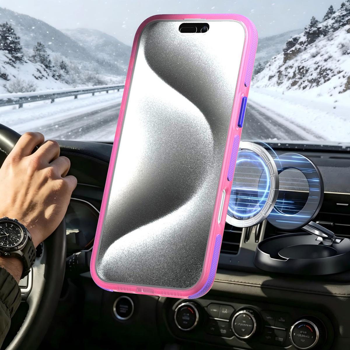 For iPhone 16 Pro Max Two-tone Contrast Magnetic Phone Case - Pink - EDA009981515A