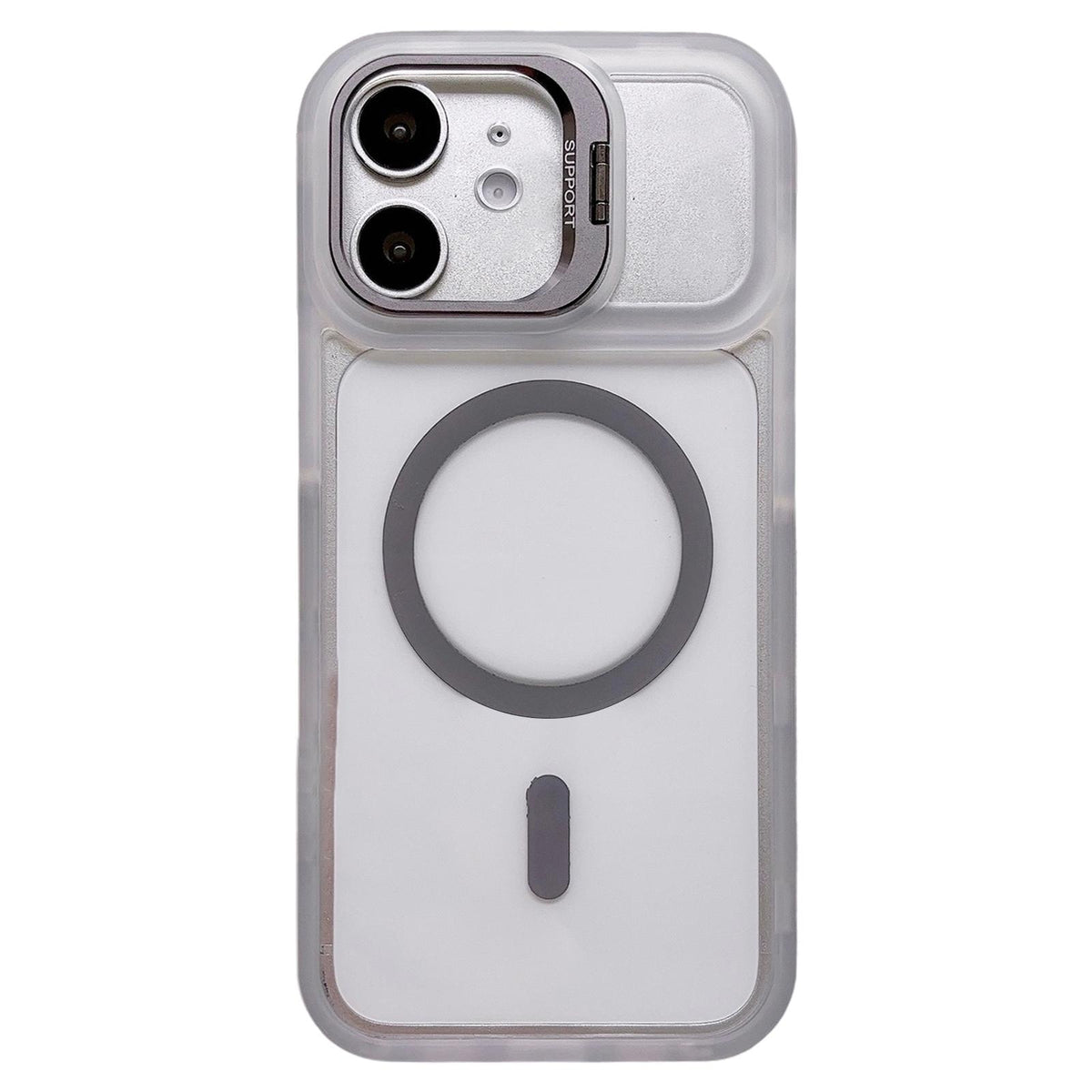 For iPhone 11 Dual-Color Magnetic Lens Holder Phone Case - Grey - EDA009984301A