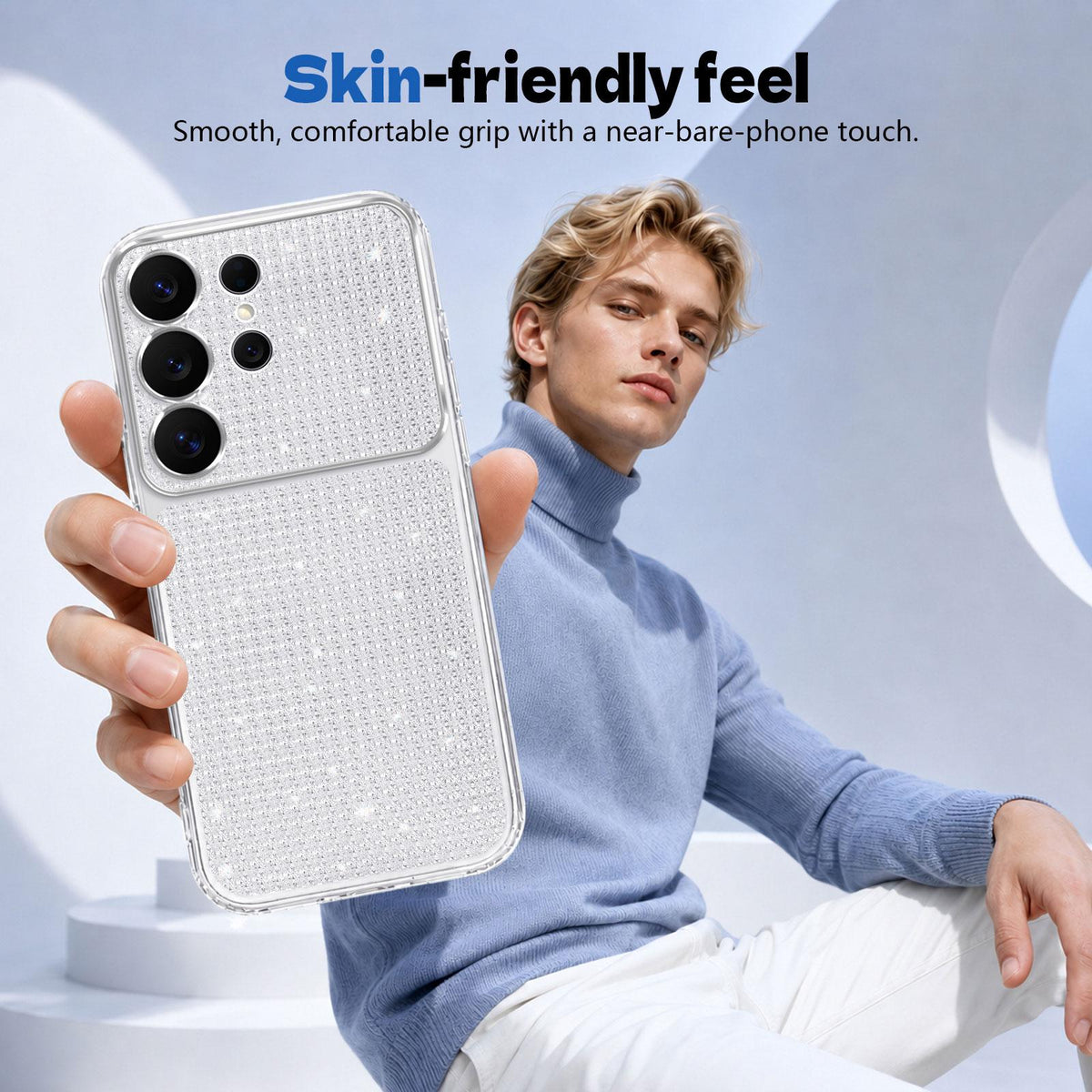 For Galaxy S24 Ultra 5G Sparkling Diamond Glitter Airbag Phone Case - White - EDA009987207A